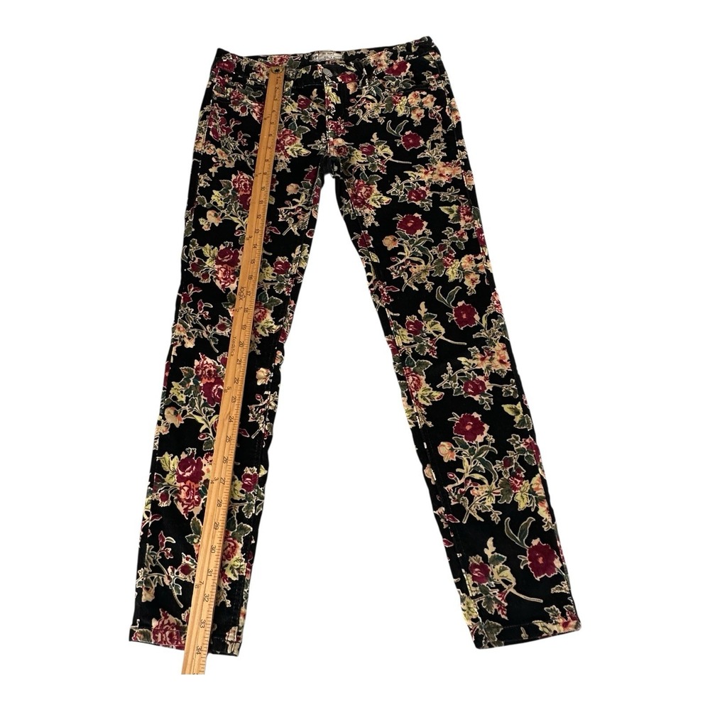 Free People Size‎ 27 Corduroy Black Floral Pants Jeans Slim Straight - Picture 7 of 16